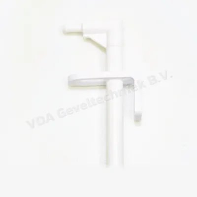 Bedieningsstok stangbediening wit lengte 1000mm incl. bocht/stanggeleider 20mm t.b.v. ventilatie rooster. 10mm