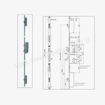 Nemef 4923/12 meerpuntssluiting 55/72/V20 1700mm