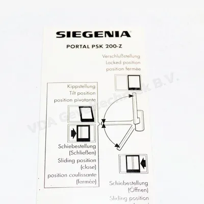 Bedieningssticker Siegenia Portal PSK 200-Z