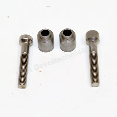 Fapim montage RVS set scharnier 2 x inbusbout M8 x45 / 16.5-23 2 x 2 delige schroefbus in plastic zakje