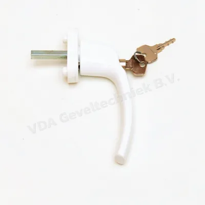 Raamkruk/raamklink wit afsluitbaar voor draaikiep stift 7x35mm