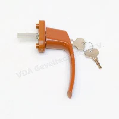 Raamgreep/raamkruk afsluitbaar met kierstand stand RAL8023 stift 7x35mm (uitlopend artikel)