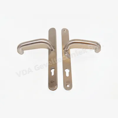Lips assa abloy krukstel binnen/buiten RVS langschild lengte: 275mm / breedte 32mm. 3 x stift - 6 x schroef
