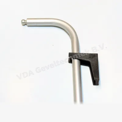 Bedieningsstok zilver lengte 1000mm met gebogen bocht en geleider t.b.v. ventilatie rooster 10mm (uitlopend artikel)
