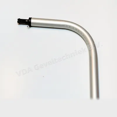 Bedieningsstok zilver lengte 1000mm met gebogen bocht 75mm t.b.v. ventilatie rooster 10mm (uitlopend artikel)