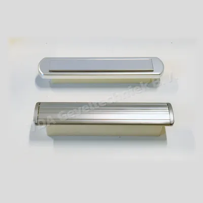 Ami Brievenbus Briefplaat afgerond +Tochtklep recht Buitenplaat RVS-look binnenklep Aluminium deur 68/72 mm
