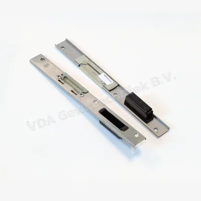 Fuhr Dag- en nachtsluitplaat Nirosta Fallen/ Riegelschliesblech U24 x 5 x 255 mm Links mit Fallenteil 56332 Schuco SKG**