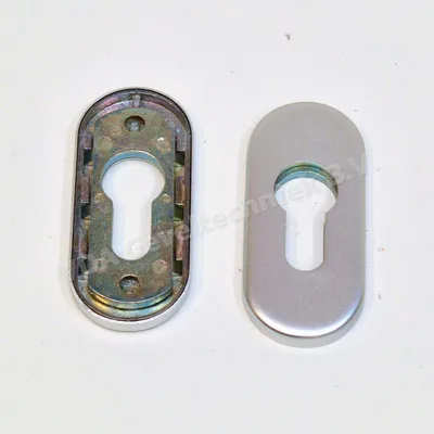 WSS Cilinder rozet RVS mat geborsteld. 74x33x6MM afgerond.