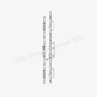 Schuco Meerpuntssluiting Set 35/92/10/U24 x 2105 mm cilinder bedient 2x haak sluitplaat 1x dag-en nachtsluitplaat