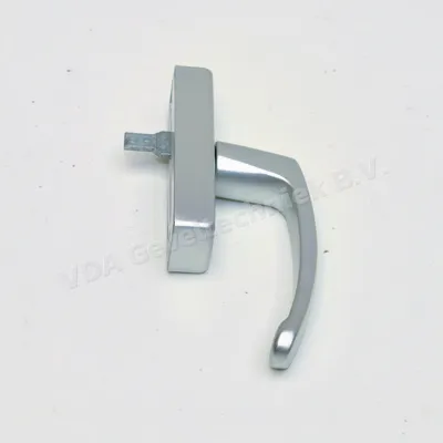 Siegenia Globe Lock alu raamkruk raamgreep draaikiep niet afsluitbaar kleur Zilver/EV1 voor serie LM4200. Met enkele vork. Rozet 104MM. Hart op hart maten bevestigingsgaten 84/98MM.