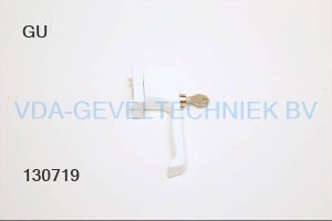 GU raamgreep/raamkruk afsluitbaar wit RAL9016 t.b.v. stift 7mm ZONDER STIFT