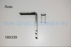 Roto alu hoekoverbrenging MV aankoppelbaar met alu of kunststof clip fixeervork. 331013
