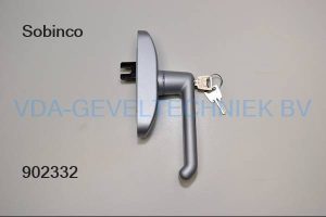 Sobinco alu raamkruk/handgreep met vork Zilver/EV1 30000-657-CYL Afsluitbaar