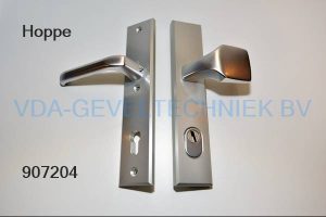 Hoppe deurkruk/duwer langschild BU/BI met