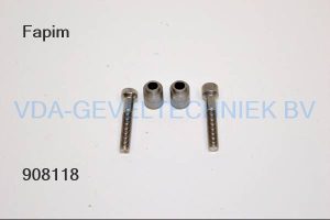 Fapim montage RVS set scharnier  2 x inbusbout M8 x45 /  16.5-23  2 x 2 delige schroefbus  in plastic zakje