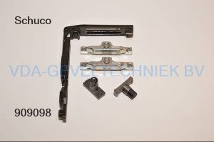 Schuco onderdeel 223559 Alu hoekoverbrenging set  met sluitplaten en rolnokken. zwart Ergänzungsbeschlag Black  223050 218367 218361