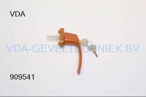 Raamgreep/raamkruk afsluitbaar met kierstand stand RAL8023 stift 7x35mm (uitlopend artikel)