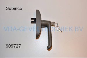 Sobinco alu raamkruk/handgreep met vork RAL7006 30000-657-CYL Afsluitbaar