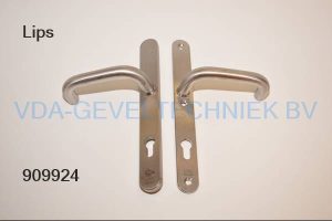 Lips assa abloy krukstel binnen/buiten  RVS langschild lengte: 275mm / breedte 32mm.  3 x stift - 6 x schroef