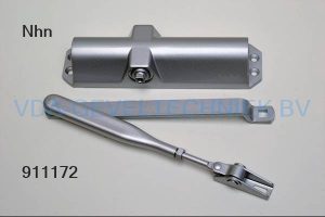 NHN Deurdranger met arm + bevestigingsmat. Links Rechts Zilver  Type NO.350