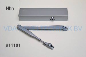 NHN Deurdranger met schaararm + bevestigingsMat. Links Rechts Zilver  Type NO.836-DA