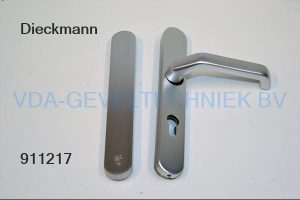 Edi Dieckmann binnenschild kruk pc92/  buitenschild blind  SKG***Afgerond 245 x 35 mm  F1 Veiligheids-deurbeslag zonder schroeven