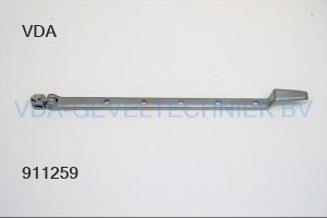 Raamuitzetter Giet Aluminium 5 gaats tbv stalen kozijn met bevestigings hoek op kozijn. 350 mm lang
