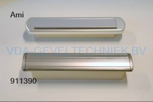 Ami Brievenbus Briefplaat afgerond +Tochtklep recht Buitenplaat RVS-look binnenklep Aluminium deur 68/72 mm