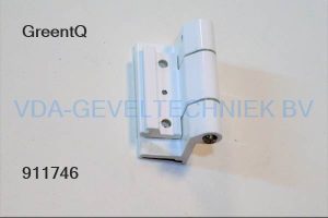 GreenteQ klepraam scharnier 2466-01 Groef: 14-18. Ral 9010  Lengte= 68 MM.Ter behoeve van aluminium ramen.
