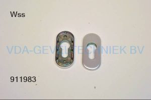 WSS Cilinder rozet RVS mat geborsteld. 74x33x6MM afgerond.