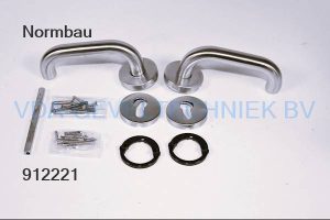 Normbau binnendeur krukstel met losse cilinder rozetten.