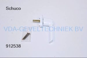 Schuco raamgreep met drukknop stift 7 x 34 mm  Wit 9016 2 x schroef M5 x 40 mm