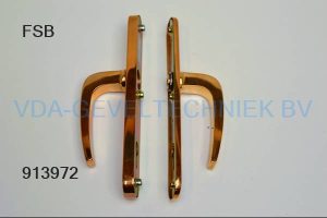 FSB Krukschild binnen buiten PZ 92  Goud  messing  zonder stift  245 x 35 mm afgerond