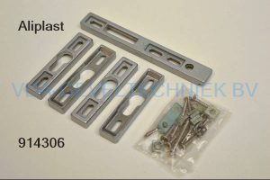 Sobinco Aliplast Pentalock sluitplaat set 9 mm hoog 1 x Hoofdsluitplaat + 4 x padnok sluitplaten