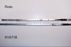 Roto NX constant stolpespagnolet (Stulpgetriebe). FFH 1401-1600 Gr.1490 Stolpvleugelraampomp met zwarte hendel. 3 x sluitplaat hendelhoogte 546 mm