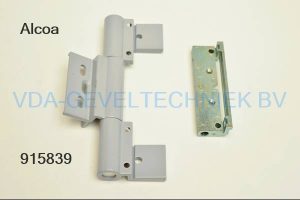 ALCOA/KAWNEER Rollenband Scharnier 3-DELIG licht grijs Deurpaumelle voor aluminium binnen- en buitendraaiende deuren. Totale lengte= 167MM. Buitenste bladen: 50MM. Binnenste blad: 65M